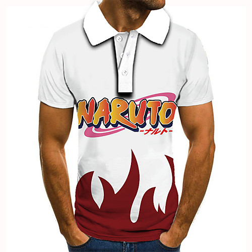 

Men's Golf Shirt 3D Print Graphic Prints Letter Button-Down Short Sleeve Street Tops Casual Fashion Cool White / Sports