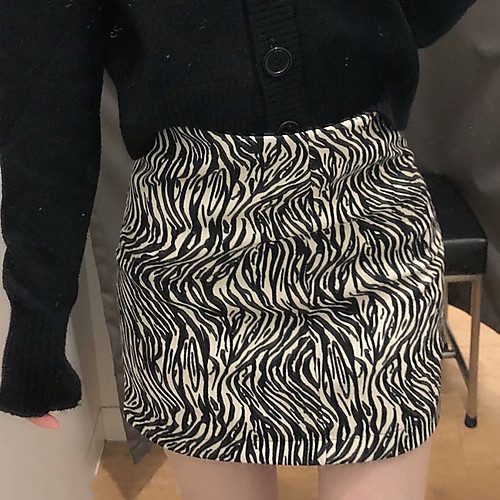 

Women's Date Weekend Vintage Streetwear Skirts Zebra Print Print Black