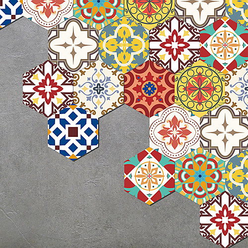 

Creative Moroccan Tiles Hexagonal Non-slip Floor Pvc Stickers Kitchen Bathroom Floor Waterproof Self-adhesive Removable Wall Stickers 10pcs
