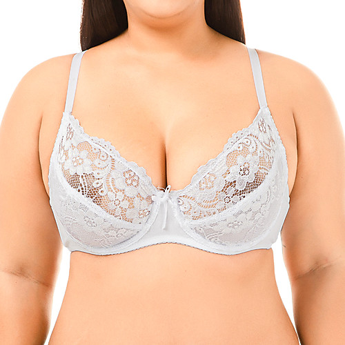

Women's Bras & Bralettes Push-up 3/4 Cup Lace Sexy Sexy Blushing Pink