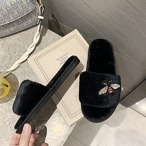 

Women's Sandals Flat Heel Round Toe PU Color Block White Black Pink