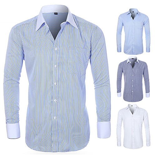 

Men's Shirt Solid Colored Button-Down collared shirts Long Sleeve Casual Tops Cotton Business Basic Casual A B C