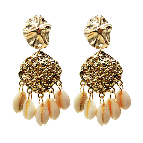 

Women's Hoop Earrings Tassel Fringe Shell Stylish Boho Earrings Jewelry Gold For Party Wedding 1 Pair