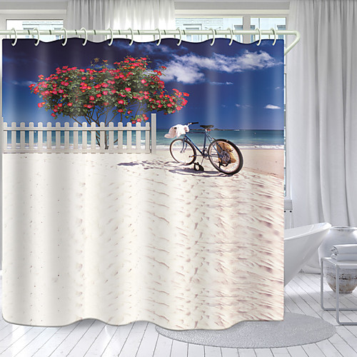 

Simple Beach Digital Printing Shower Curtain Shower Curtains Hooks Modern Polyester New Design 72 Inch