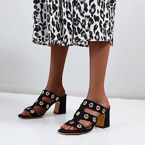 

Women's Heels Cuban Heel Faux Leather Black Pink Khaki