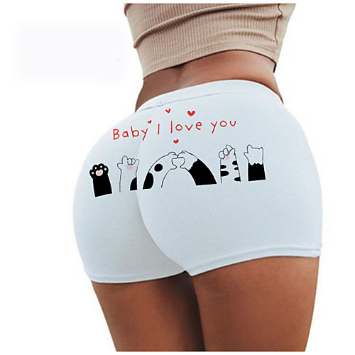 

Women's Colorful Fashion Comfort Skinny Holiday Beach Leggings Hot Pants Pants Graphic Prints Letter Short Sporty Elastic Waist Print White