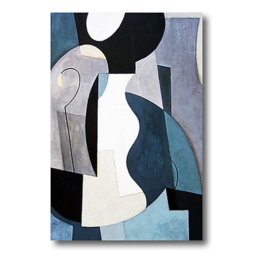 

Stretched Oil Painting Hand Painted Canvas Abstract Comtemporary Modern High Quality Blue Wall Art Deco Ready to Hang