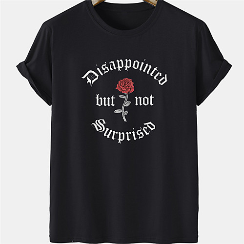 

Men's Unisex Tee T shirt Hot Stamping Rose Letter Plus Size Short Sleeve Casual Tops 100% Cotton Basic Designer Big and Tall Black Yellow Gray
