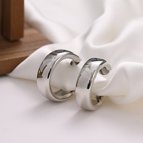 

s925 silver big ear hoop metal earrings metallic mirror earrings simple