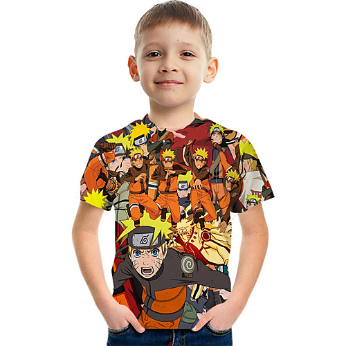 21年 子供 男の子 Tシャツ ｔシャツ Naruto ナルト 半袖 アニメ系 プリント グラフィック レインボー 子供達 トップの 夏 活発的 ファッション ストリートファッション 3 12年 コレクション Us 16 95