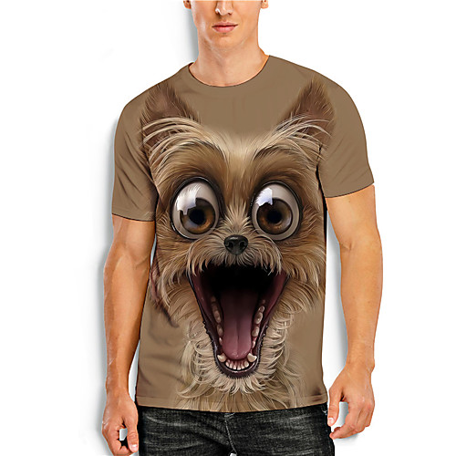 

Men's Tee T shirt Shirt 3D Print Graphic Prints Animal Print Short Sleeve Daily Tops Casual Designer Big and Tall Round Neck Brown / Summer