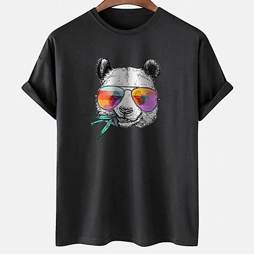 

Men's Unisex Tee T shirt Hot Stamping Graphic Prints Panda Plus Size Print Short Sleeve Casual Tops 100% Cotton Basic Designer Big and Tall White Black