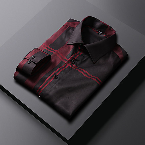 

Men's Shirt non-printing Striped Long Sleeve Daily Tops Business Basic Button Down Collar Blue Dusty Blue Red / Work