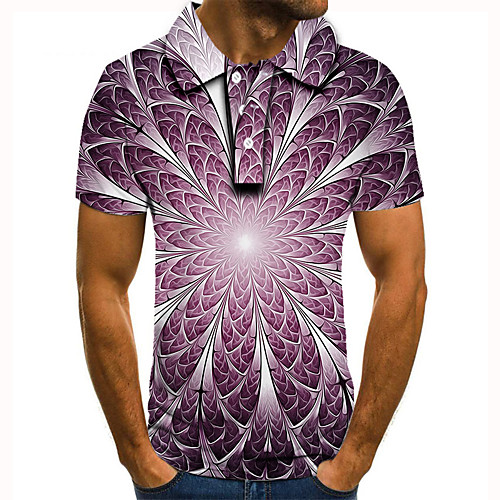 

Men's Golf Shirt 3D Print Floral Graphic Prints Button-Down Short Sleeve Street Tops Casual Fashion Cool Purple / Sports