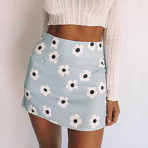 

Women's Homecoming Vacation Party Streetwear Skirts Floral Graphic Print Blushing Pink Light Blue