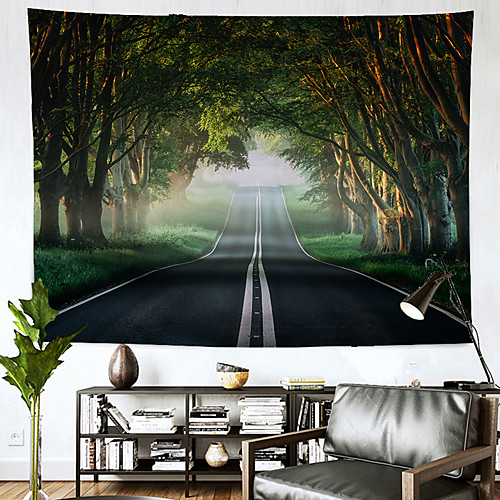 

Wall Tapestry Art Decor Blanket Curtain Hanging Home Bedroom Living Room Color green Polyester Forest Road