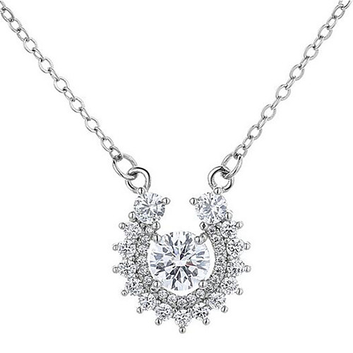 

Women's Cubic Zirconia Pendant Necklace Simple Fashion Classic Copper Imitation Diamond Silver 435 cm Necklace Jewelry 1pc For Birthday Party Festival