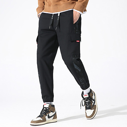 

Men's Cargo Chino Tactical Cargo Pants Patchwork Ankle-Length Black Khaki Gray