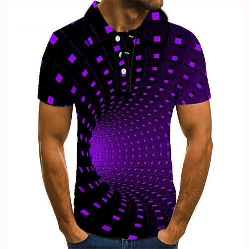 

Men's Golf Shirt Tennis Shirt 3D Print 3D Graphic Prints Button-Down Short Sleeve Street Tops Casual Fashion Cool Purple / Sports