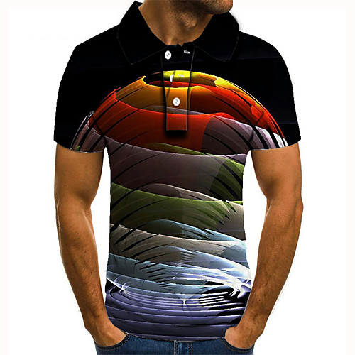 

Men's Golf Shirt Tennis Shirt 3D Print Color Block Graphic Prints Button-Down Short Sleeve Street Tops Casual Fashion Cool Black / Sports