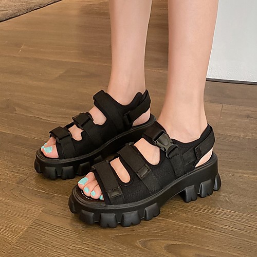 

Women's Sandals Sporty Sandals Platform Peep Toe PU Synthetics White Black