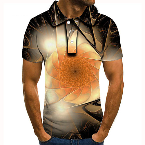 

Men's Golf Shirt 3D Print 3D Graphic Prints Button-Down Short Sleeve Street Tops Casual Fashion Cool Brown / Sports