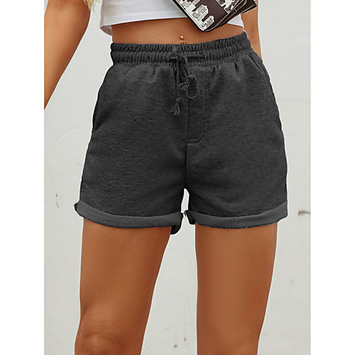 

Women's Casual / Sporty Streetwear Comfort Cotton Holiday Weekend Shorts Pajamas Pants Plain Short Novelty Drawstring Blue Purple Blushing Pink Dark Gray Navy Blue