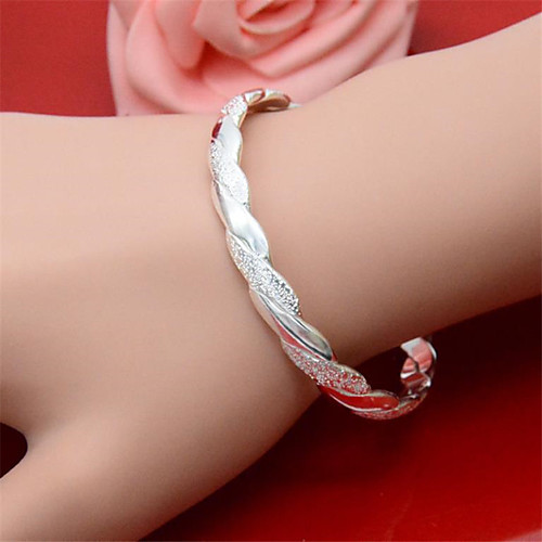 

Women's Bracelet Bangles Cuff Bracelet Figaro Bracelet Classic Fashion Fashion Trendy Casual / Sporty Korean Cute Copper Bracelet Jewelry Silver For Sport Gift Date Birthday Festival / Silver Plated