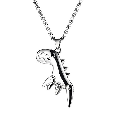 

Men's Pendant Necklace Classic Dinosaur Simple Titanium Steel Silver 72 cm Necklace Jewelry 1pc For Anniversary Street Gift Festival