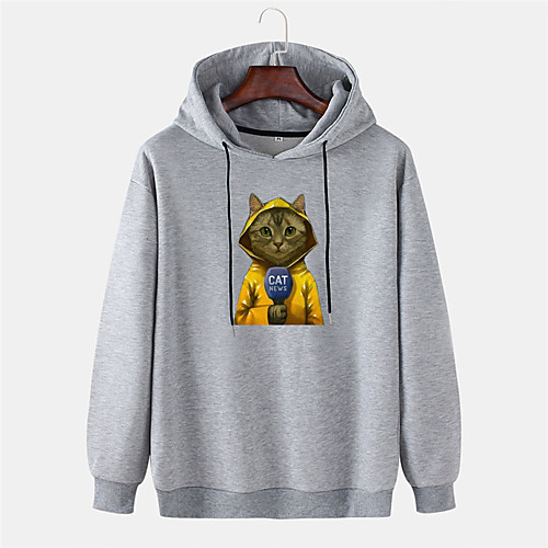 

Men's Pullover Hoodie Sweatshirt Cat Graphic Prints Animal 3D Hooded Sports & Outdoor Daily Sports Hot Stamping Basic Casual Hoodies Sweatshirts Long Sleeve Blushing Pink Gray Green