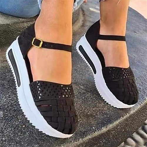 

Women's Sandals Wedge Heel Round Toe PU Solid Colored Black Yellow Red