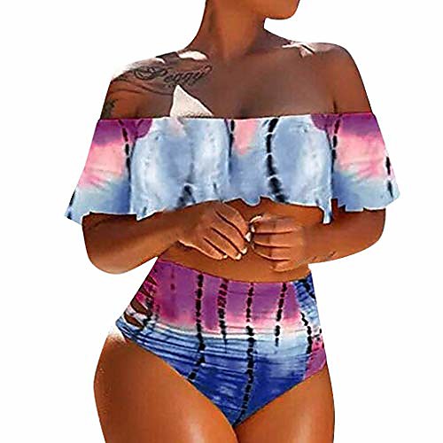 

Women's Bikini 2 Piece Swimsuit High Waist Blue Green Swimwear Bathing Suits New Vacation Sexy / Padded Bras / Beach