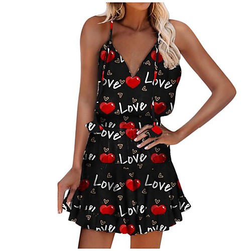 

Women's Strap Dress Short Mini Dress Blushing Pink Royal Blue White Sleeveless Print Print Summer V Neck Sexy 2021 S M L XL XXL 3XL