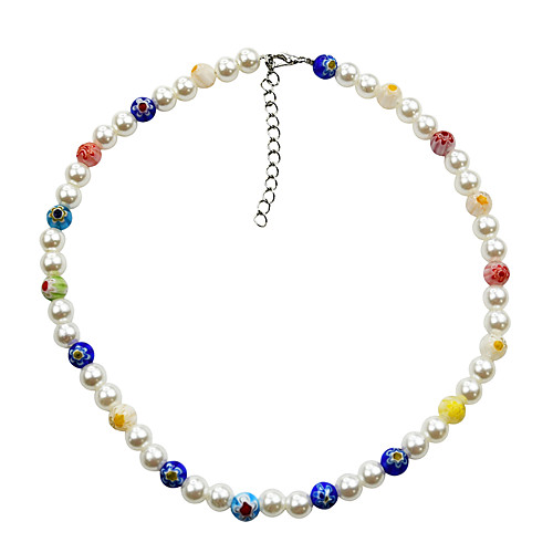 

Women's Choker Necklace Beaded Necklace Printing Daisy Colorful Holiday Trendy Korean Pearl Acrylic Alloy Picture color 39 cm Necklace Jewelry 1pc For Street Gift Birthday Party Beach Festival