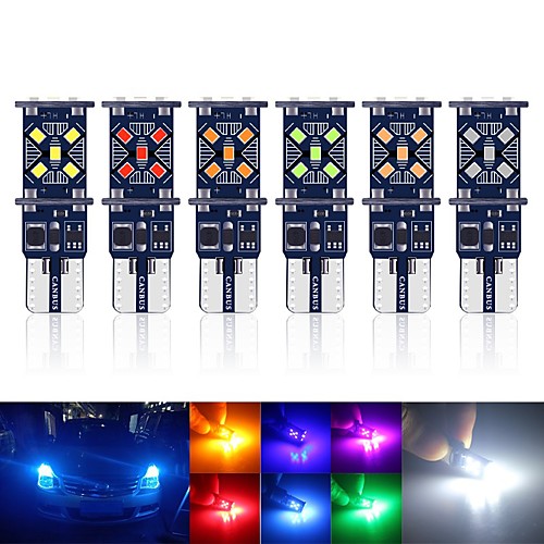 

10PCS Canbus T10 LED W5W 194 501 LED Car Interior light 15SMD 2016 Instrument Clearance Lights Wedge Plate Dome light No Error 12V