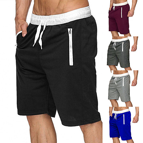 

Men's Running Shorts Bermuda Shorts Casual Bottoms Drawstring Zipper Pocket Cotton Summer Fitness Gym Workout Performance Basketball Running Breathable Soft Sweat wicking Normal Sport Solid