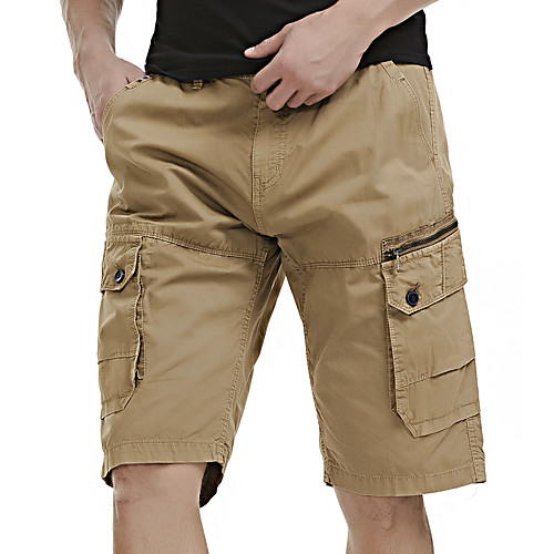 

Men's Basic Cargo Slim Casual Daily Chinos Tactical Cargo Pants Solid Colored Knee Length Pocket Deep Blue ArmyGreen Black Khaki Light Grey / Summer