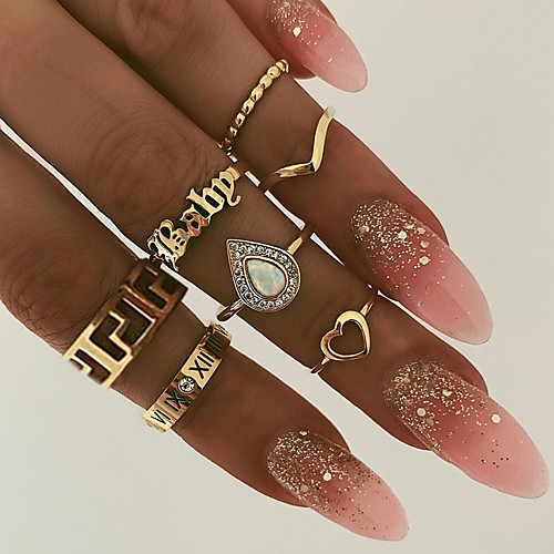 

7-piece set ring geometric baby love ring set