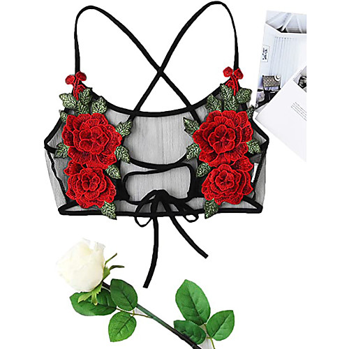 

Women's Bras & Bralettes Lace Bras Balcony Floral Sexy Black