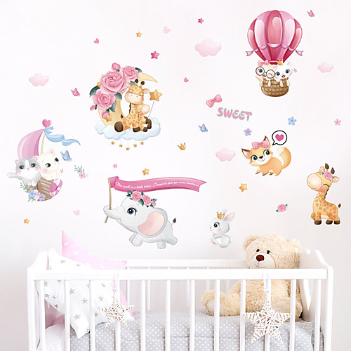 

Animals Cartoon Wall Stickers Bedroom Kids Room Kindergarten Removable Pre-pasted PVC Home Decoration Wall Decal 1pc