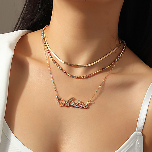 

fashion jewelry trendy diamond multi-layer necklace personality twelve constellation necklace