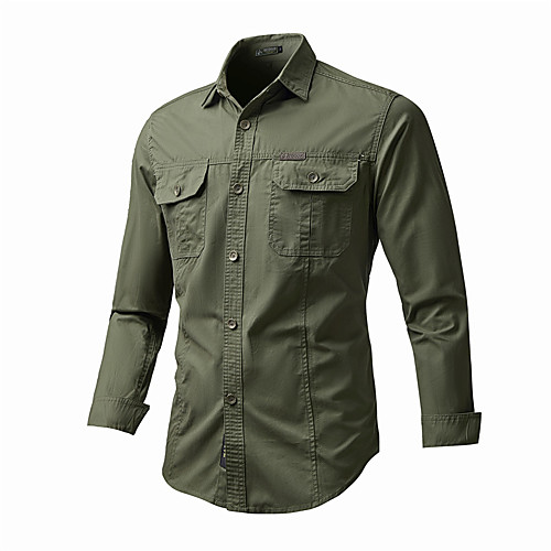 

Men's Shirt Solid Colored Button-Down Long Sleeve Casual Tops 100% Cotton Basic Casual Comfortable Yellow Army Green Black