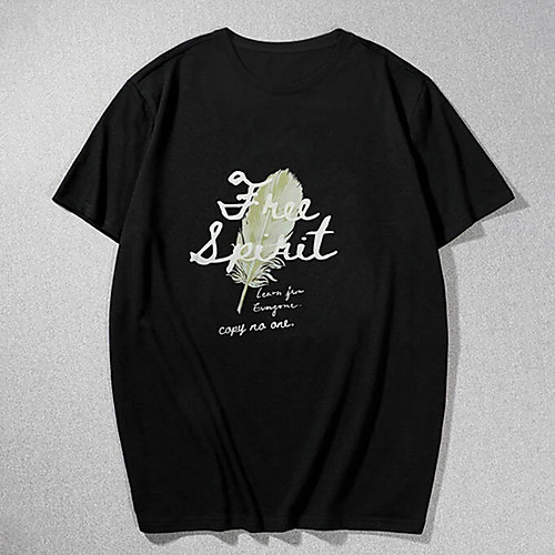 

Men's Unisex Tee T shirt Hot Stamping Graphic Prints Leaves Plus Size Print Short Sleeve Casual Tops 100% Cotton Basic Designer Big and Tall Black
