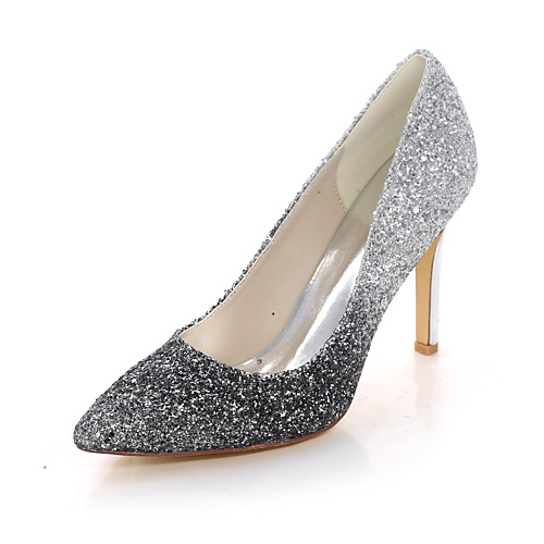 

Women's Wedding Shoes Stiletto Heel Pointed Toe Synthetics Color Block Black Fuchsia Blue