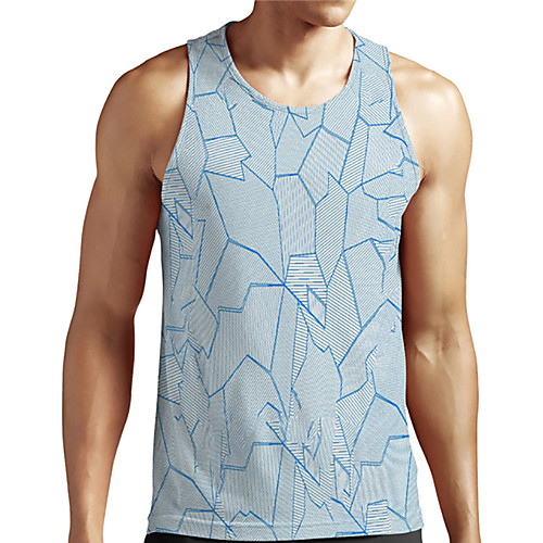 

Men's Unisex Tank Top Undershirt 3D Print Graphic Prints Linear Plus Size Print Sleeveless Casual Tops Basic Designer Big and Tall Light Blue