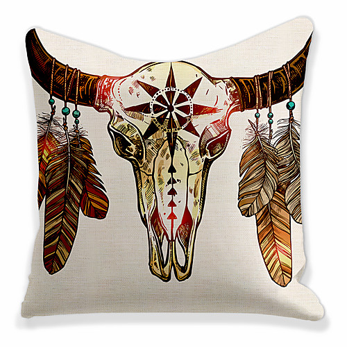 

Double Side 1 Pc Cushion Cover Print 45x45cm Faux Linen for Sofa Bedroom Animal Yak