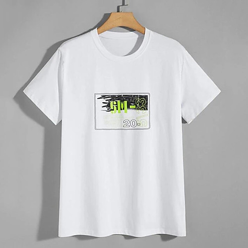 

Men's Tee T shirt Hot Stamping Graphic Prints Letter Print Short Sleeve Casual Tops 100% Cotton Basic Designer Big and Tall White