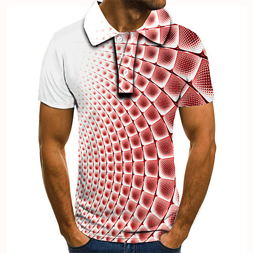 

Men's Golf Shirt Tennis Shirt 3D Print 3D Graphic Prints Button-Down Short Sleeve Street Tops Casual Fashion Cool Red / Sports