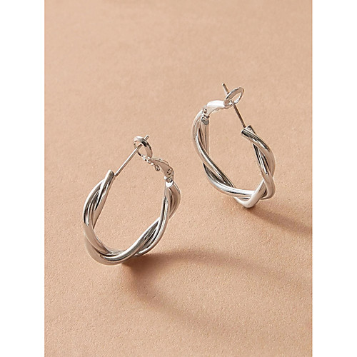 

Women's Drop Earrings Hoop Earrings Earrings Twisted Simple European Trendy Earrings Jewelry Silver For Prom Vacation 1 Pair / Dangle Earrings