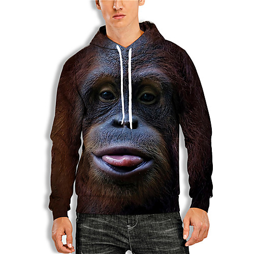 

Men's Pullover Hoodie Sweatshirt Graphic Prints Animal Print Hooded Daily Sports 3D Print 3D Print Casual Hoodies Sweatshirts Long Sleeve Brown